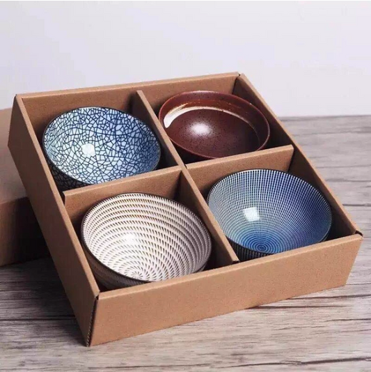 Japanese Inspired Porcelain Bowls (4-Set) - Premium Plates, Bowls, and Cups from CJ's Dropshipping - Just $29.99! Shop now at Home Accents and Decor