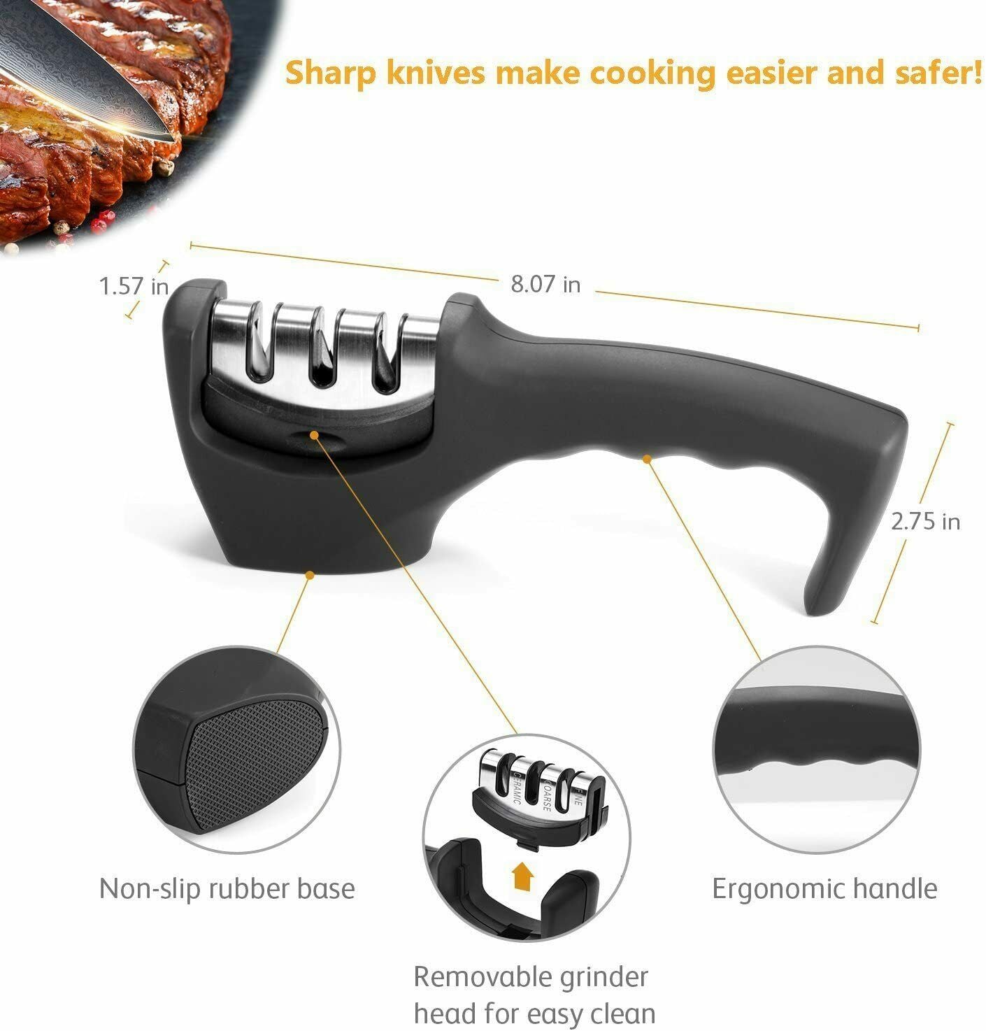 KNIFE SHARPENER Ceramic Tungsten Kitchen Knives Blade Sharpening System Tool USA - Premium Kitchen Tools from CJ's Dropshipping - Just $20.34! Shop now at Home Accents and Decor