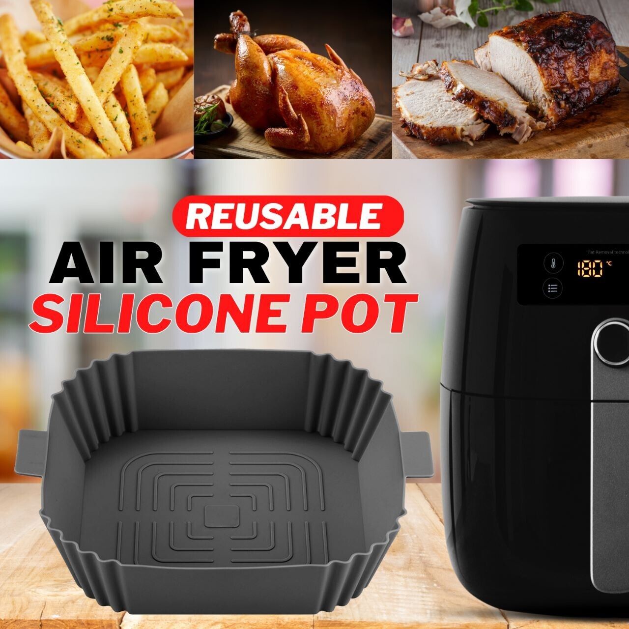 Air Fryer Silicone Pot Basket Liners Non-Stick Safe Oven Baking Tray Accessories - Premium Kitchen Tools from CJ's Dropshipping - Just $26.99! Shop now at Home Accents and Decor
